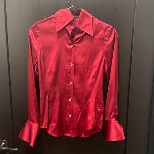 The Limited Red Satin Button Down Shirt
